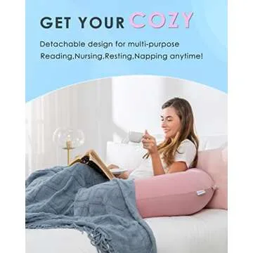 QUEEN ROSE Cooling Pregnancy Pillows, E Shaped Maternity Pillow for Sleeping, with Extra Wedge Pillow for Belly Support, 60 Inch Full Body Pillow, Pink