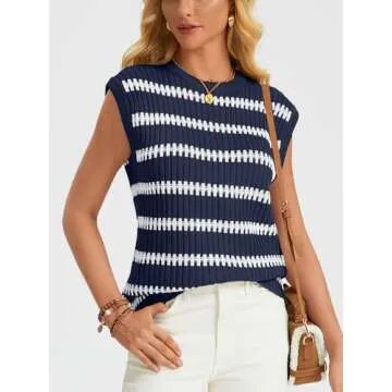 LILLUSORY Women's Summer Sweater Cap Sleeve Tops Sleeveless Tanks Knit Vest Spring Trendy Outfits 20...