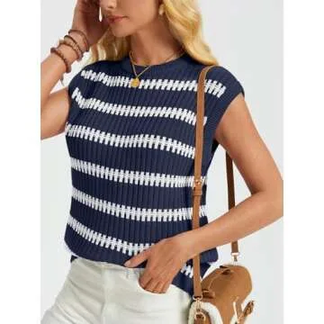 LILLUSORY Women's Stylish Summer Sweater Cap Sleeve Tank