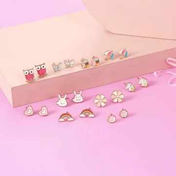 Stylish 24 Pairs Girls' Hypoallergenic Earrings Set