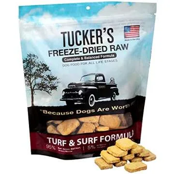 Tucker's Raw Frozen Freeze Dried Raw Dog Food, Turf & Surf Formula 14oz