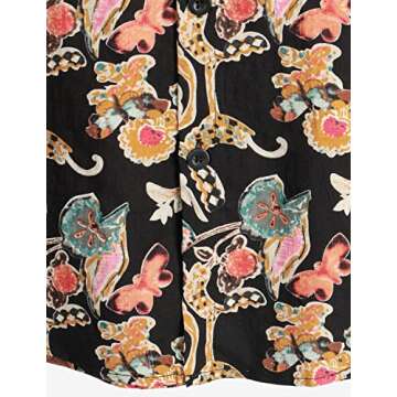 VATPAVE Mens Casual Short Sleeve Button Down Shirts Regular Fit Hawaiian Summer Shirts Large Black Flower