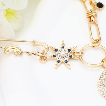 Trendy BONJOULRY Gold Moon Star Charm Necklace