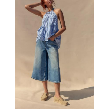 Stylish Y2K Striped Halter Tank Top for Women