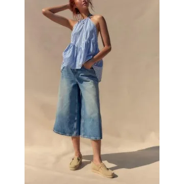 Stylish Y2K Striped Halter Tank Top for Women