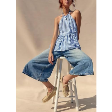 Stylish Y2K Striped Halter Tank Top for Women