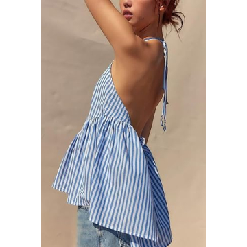 Stylish Y2K Striped Halter Tank Top for Women