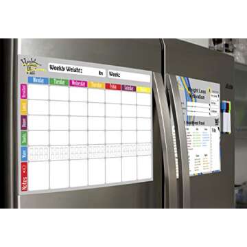 Weekly Meal Planner and Tracker Dry Erase Board – Refrigerator Calendar Food Diary Tracks Water, H...