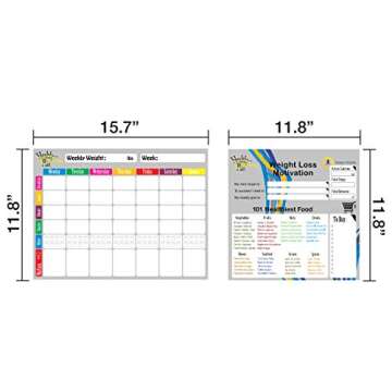 Weekly Meal Planner and Tracker Dry Erase Board – Refrigerator Calendar Food Diary Tracks Water, Healthy Snacks, and Weight Loss – Magnetic Diet Smart Planner + 4 Dry Erase Markers by Healthy Planner