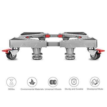 Furniture Dolly Roller Movable Base Size Adjustable with 8 Locking Rubber Swivel Wheels and 4 Feet, Pedestal Telescopic Base for Portable Washing Machine Refrigerator Washer Dryer