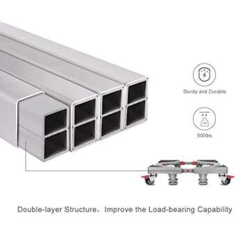 Furniture Dolly Roller Movable Base Size Adjustable with 8 Locking Rubber Swivel Wheels and 4 Feet, Pedestal Telescopic Base for Portable Washing Machine Refrigerator Washer Dryer