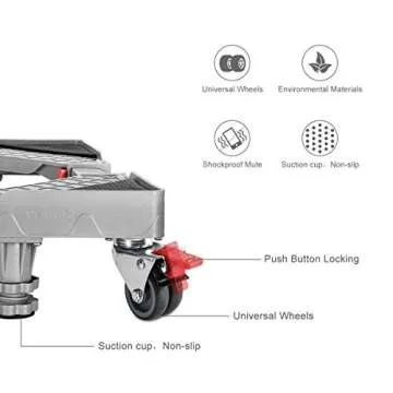 Furniture Dolly Roller Movable Base Size Adjustable with 8 Locking Rubber Swivel Wheels and 4 Feet, Pedestal Telescopic Base for Portable Washing Machine Refrigerator Washer Dryer