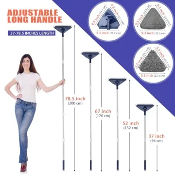 JEHONN Wall Cleaner Mop with Long Handle 82 Inches, 3-in-1 Ceiling Cleaning Tool Duster with 6 Replacement Microfiber Chenille Pads for Painted Walls, Window, Floor, Baseboard