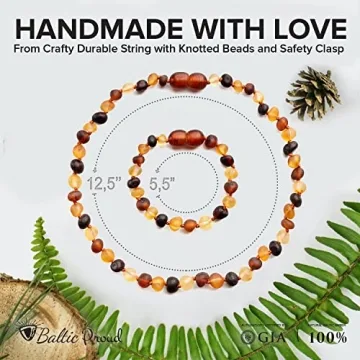 Raw Baltic Amber Necklace and Bracelet Set for Teething Relief