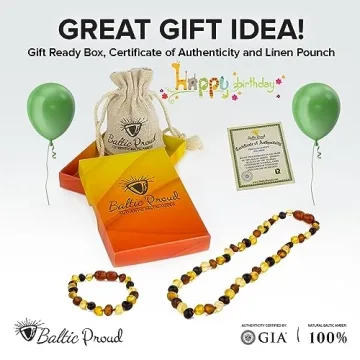 Raw Baltic Amber Necklace and Bracelet Set for Teething Relief