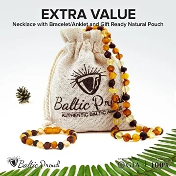 Raw Baltic Amber Necklace and Bracelet Set for Teething Relief