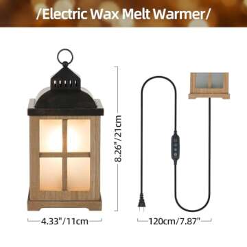 Staymoment Decorative Candle Warmer Lantern with Timer: 2 in 1 Farmhouse Scented Wax Melt Warmer with Lid for Home Decor, 8" Rustic Large Electric Cute Fragrance Wax Cubes Tarts Burners