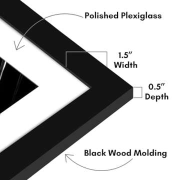 Americanflat 28x40 Poster Frame with Polished Plexiglass - Use as 24x36 Frame with Mat or 28x40 Frame Without Mat - Epic Collection - Wide Picture Frame for Wall Display - Black