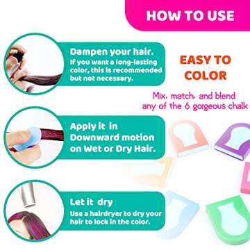TALLSOCNE Hair Chalk for Kids – 8-Color Non-Sticky Washable Hair Dye for Kids – Hair Chalk for Girls with Dark Hair, Blonde – Vibrant Temporary Hair Color for Kids – Washes Out with Shampoo