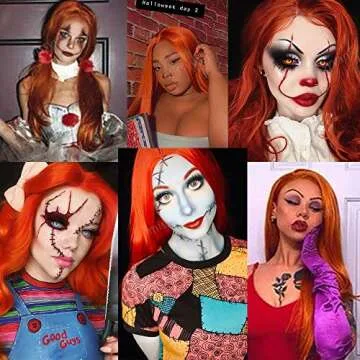 Missyvan Red Orange Hair Wig Long Straight Hair Wigs Glueless Heat Resistant Fiber Hair Red Hair Synthetic Hair Wigs for Fashion Women