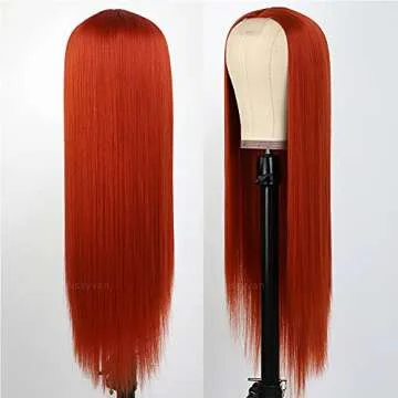 Missyvan Red Orange Hair Wig Long Straight Hair Wigs Glueless Heat Resistant Fiber Hair Red Hair Synthetic Hair Wigs for Fashion Women