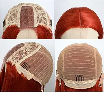 Missyvan Red Orange Hair Wig Long Straight Hair Wigs Glueless Heat Resistant Fiber Hair Red Hair Synthetic Hair Wigs for Fashion Women