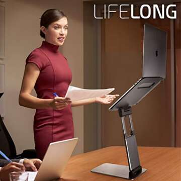 Ergonomic Laptop Stand for Desk, Adjustable Height Up to 20", Laptop Riser Portable Computer, Laptop...