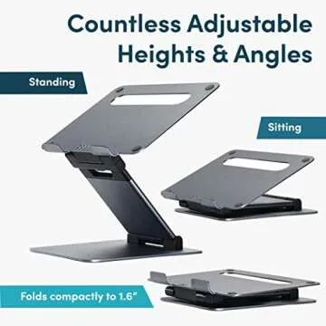 Ergonomic Laptop Stand for Desk, Adjustable Height Up to 20", Laptop Riser Portable Computer, Laptop Stands, Fits All MacBook, Laptops 10 15 17 Inches, Laptop Holder Desk Stand, Gift for Men Women