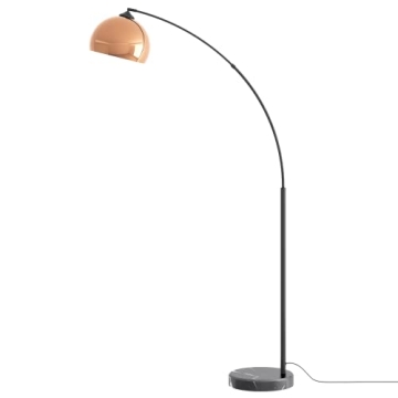 GETINLIGHT 66" Mid-Century Modern Rose Gold Arc Floor Lamp with Marble Base