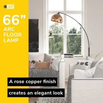 GETINLIGHT 66" Rose Gold Arc Floor Lamp with Marble Base