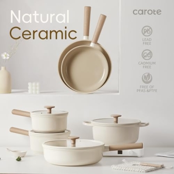 CAROTE Nonstick Ceramic Cookware Set 12 Pcs Essentials