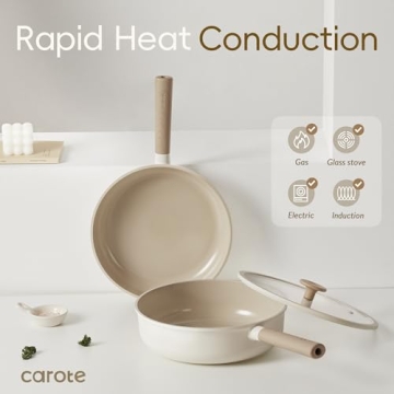CAROTE Nonstick Ceramic Cookware Set 12 Pcs Essentials