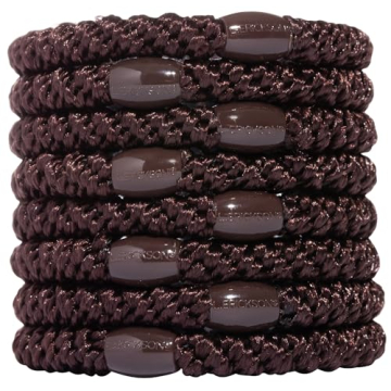 L. Erickson Grab & Go Pony Hair Ties - Espresso Brown - 8 Pack for Damage-Free Hair