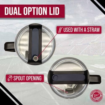 Campus Colors College & University 40 oz Travel Tumbler With Handle - Dual Option Lid With Straw - Vacuum Insulated Stainless Steel (Arkansas Razorbacks - Cardinal, 40oz)