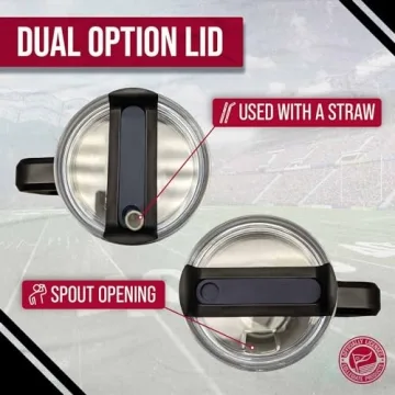 Campus Colors College & University 40 oz Travel Tumbler With Handle - Dual Option Lid With Straw - Vacuum Insulated Stainless Steel (Arkansas Razorbacks - Cardinal, 40oz)