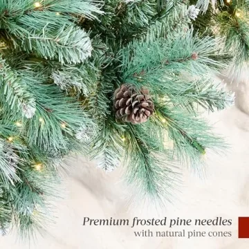 Frosted Scotch Pine Christmas Tree - Pre-Lit & Easy Setup