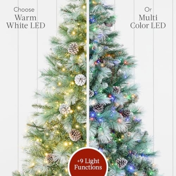 Frosted Scotch Pine Christmas Tree - Pre-Lit & Easy Setup