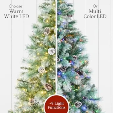 Frosted Scotch Pine Christmas Tree - Pre-Lit & Easy Setup