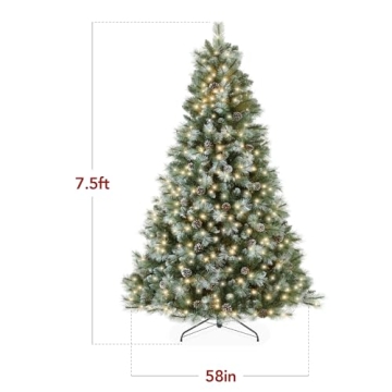Frosted Scotch Pine Christmas Tree - Pre-Lit & Easy Setup