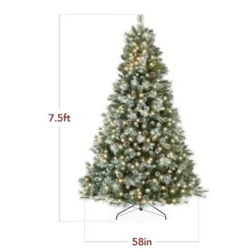Frosted Scotch Pine Christmas Tree - Pre-Lit & Easy Setup