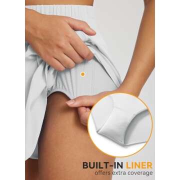 BALEAF Women's High Waisted 13'' Athletic Skirt for Comfort