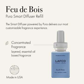 LAFCO New York Pura Smart Device Refill, Sea & Dune - Vial Delivers Up to 2 Weeks of Fragrance Life - Made in the USA