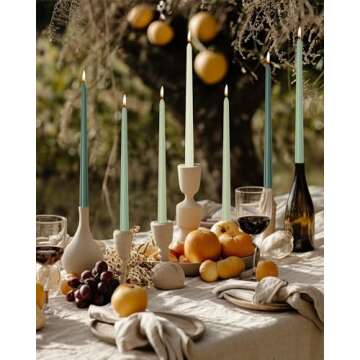 LPUSA 12 inch Green Gradient Taper Candles Unscented Smokeless Long Tall Tapered Candle for Candlesticks Sticks Wedding Advent Home Decor Dinner Christmas，Set of 12