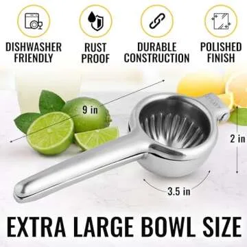 Zulay Extra Large Lemon Squeezer - Heavy Duty Citrus Juicer