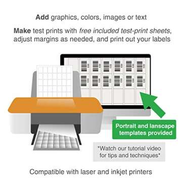 ChromaLabel 1 x 1.50 Inch Printable Labels, Compatible with Laser and Inkjet Printers, 1225 Pack, White, Permanent