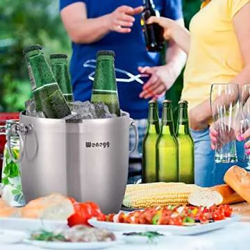 Insulated Stainless Steel Ice Bucket - 3L for Parties