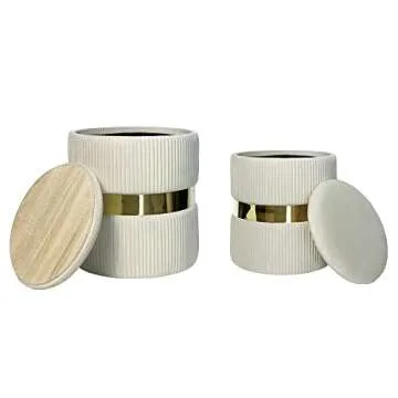 YYW HOME Velvet Round Storage Ottoman Set - Versatile & Chic