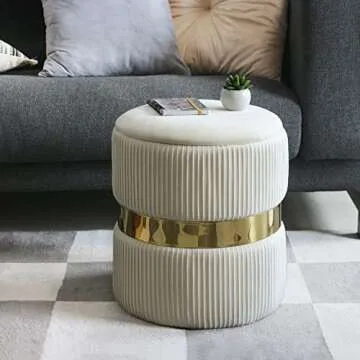 YYW HOME Velvet Round Storage Ottoman Set - Versatile & Chic