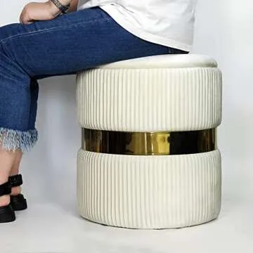 YYW HOME Velvet Round Storage Ottoman Set - Versatile & Chic
