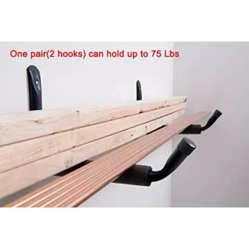 Wintek Heavy Duty Giant Arm Hang-It-All Wall Mount Storage Hook Rack for SUP&Surfboard,Ski&Snow Board,Skate Board,Long Board,Paddle Board|Home Garage Storage&Organization Hangers-4 Pack (Black)